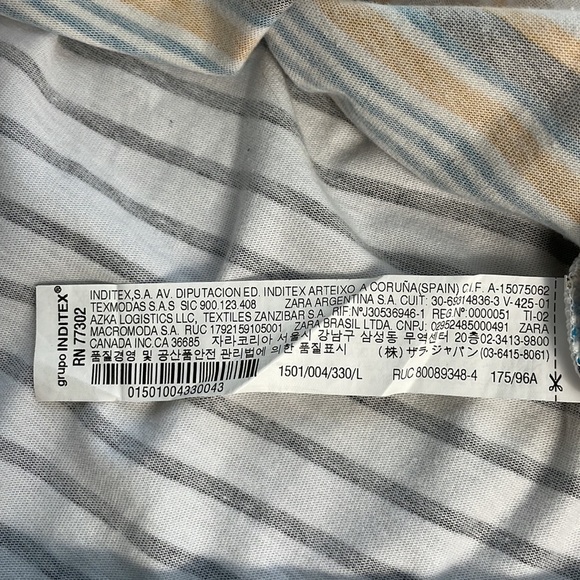 Zara Striped Fringe Short Sleeve T-Shirt. Size Large. - Picture 11 of 12